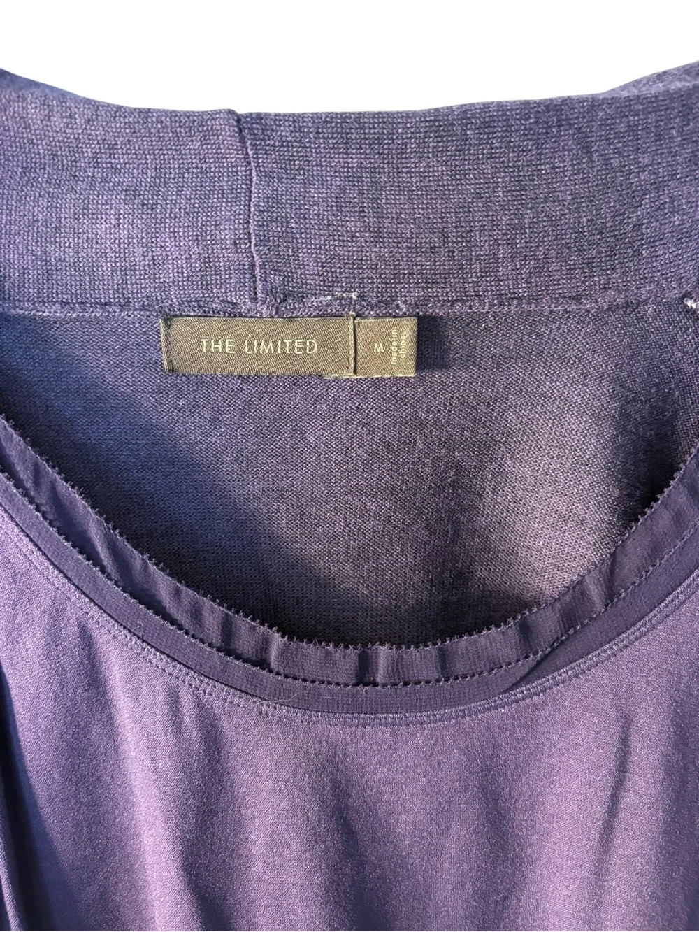 The Limited Mauve Purple Layered V-Neck Button Front Sweater - Picture 6 of 7
